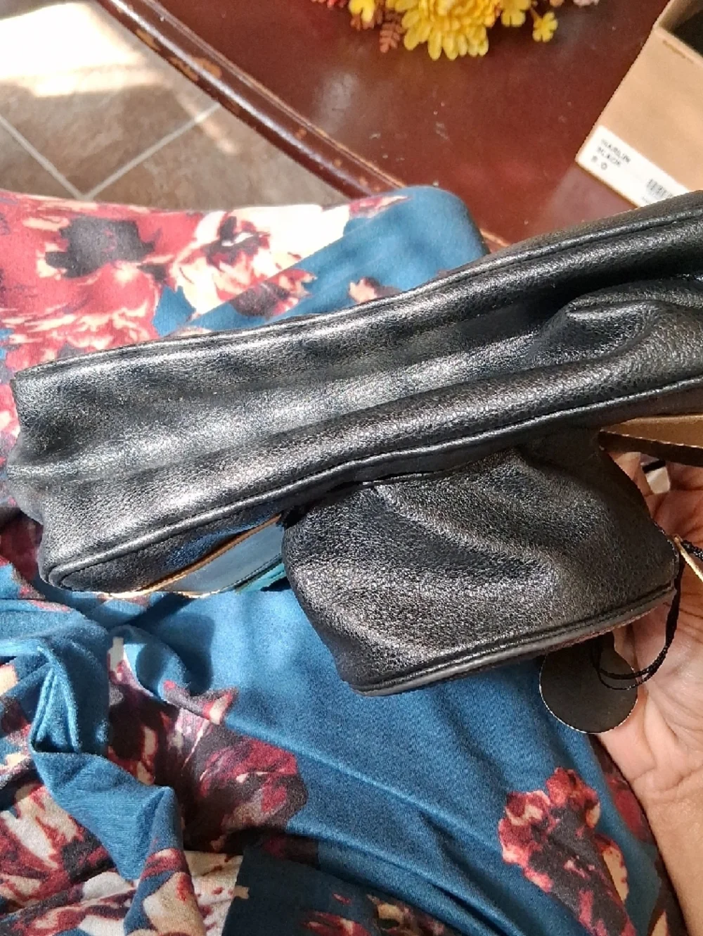 Mango Black Faux Leather Camera Crossbody Bag with Gold Zip Detail